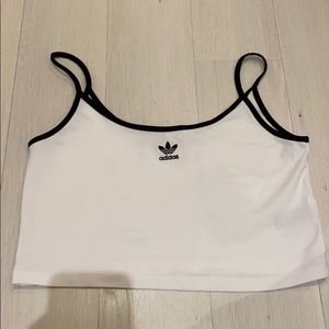 White cropped tank with adidas logo